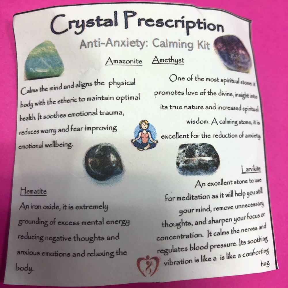 Crystals Anti Anxiety calming kit Amazonite Amethyst Hematite Larvikite